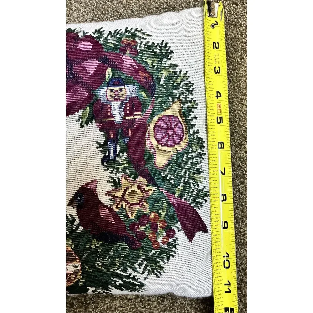 Christmas pillow 12 Inch Tapestry Wreath Design Angel Cardinal Ornament